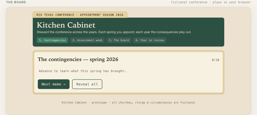 The Kitchen Cabinet appointment-season game board